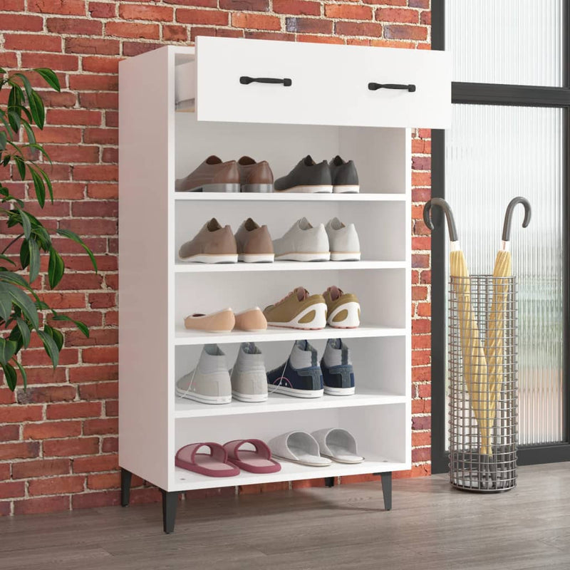 Afbeelding laden in galerijviewer, Vidaxl schoenenkast 60x35x105 cm bewerkt hout wit
