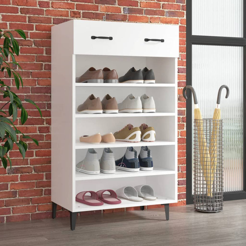Afbeelding laden in galerijviewer, Vidaxl schoenenkast 60x35x105 cm bewerkt hout wit
