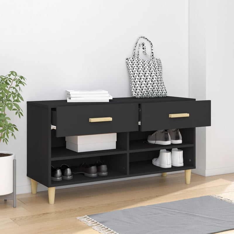 Load image into Gallery viewer, Vidaxl schoenenkast 102x35x55 cm bewerkt hout zwart
