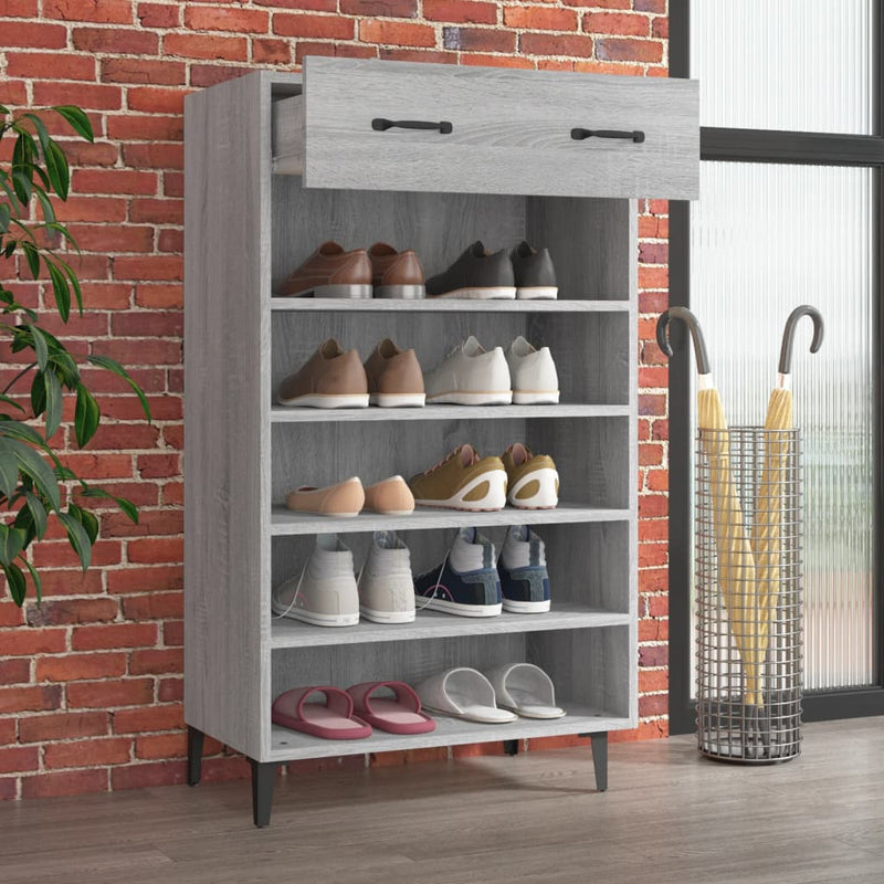 Load image into Gallery viewer, Vidaxl schoenenkast 60x35x105 cm bewerkt hout grijs sonoma eikenkleur
