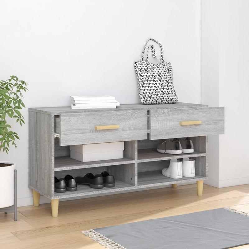 Load image into Gallery viewer, Vidaxl schoenenkast 102x35x55 cm bewerkt hout grijs sonoma eikenkleur
