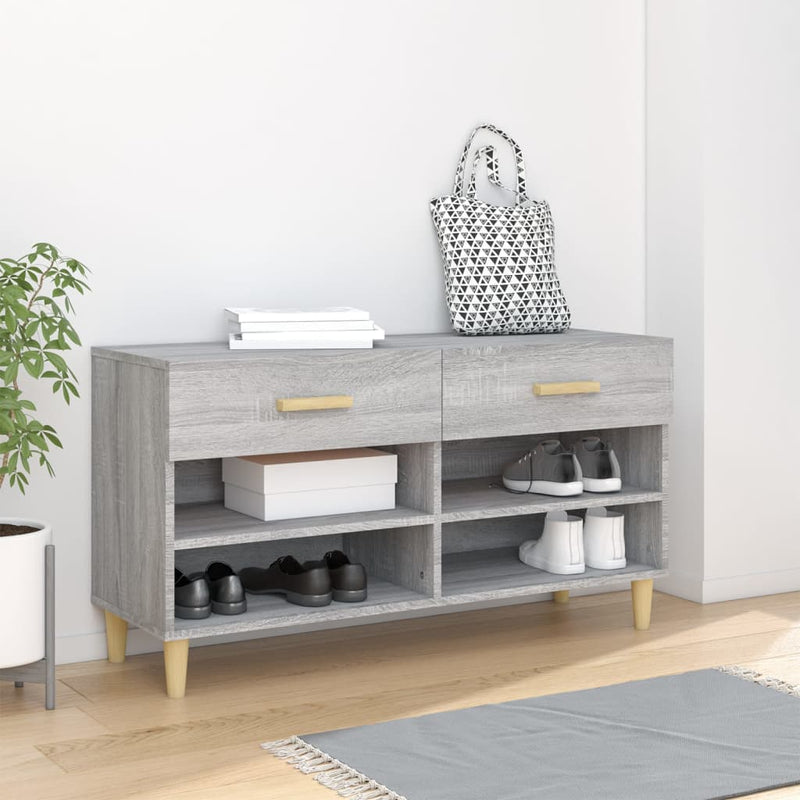 Load image into Gallery viewer, Vidaxl schoenenkast 102x35x55 cm bewerkt hout grijs sonoma eikenkleur
