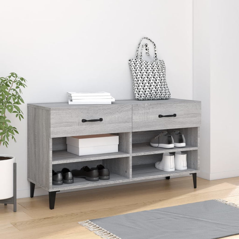 Load image into Gallery viewer, Vidaxl schoenenkast 102x35x55 cm bewerkt hout grijs sonoma eikenkleur
