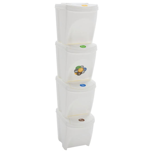 Vidaxl vuilnisbakken 4 st stapelbaar 100 l polypropeen wit