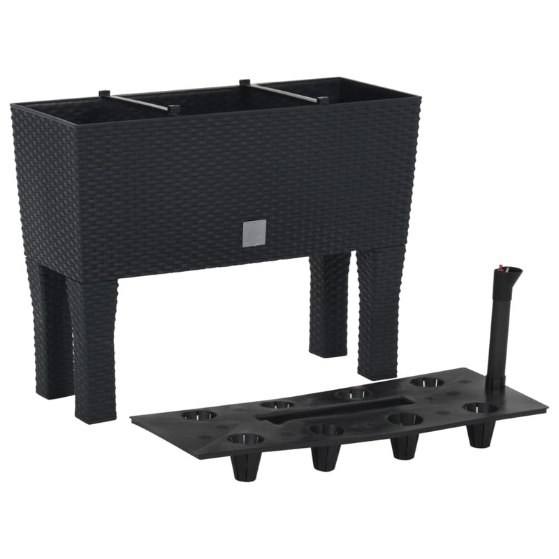 ギャラリービューアに画像をロードする, Vidaxl plantenbak verhoogd 60x25x46 cm pp rattan antracietkleurig
