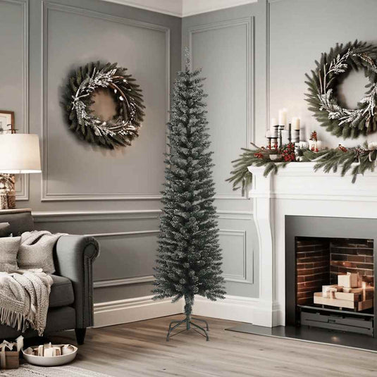 Vidaxl kunstkerstboom met standaard smal 180 cm pvc groen