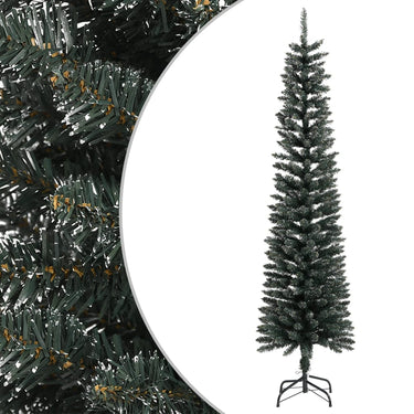 Vidaxl kunstkerstboom met standaard smal 210 cm pvc groen