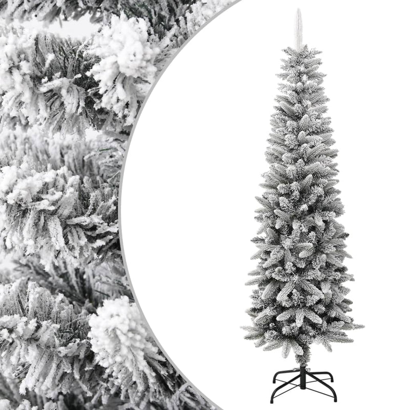 Load image into Gallery viewer, VidaXL Kunstkerstboom met sneeuw smal 180 cm PVC en PE
