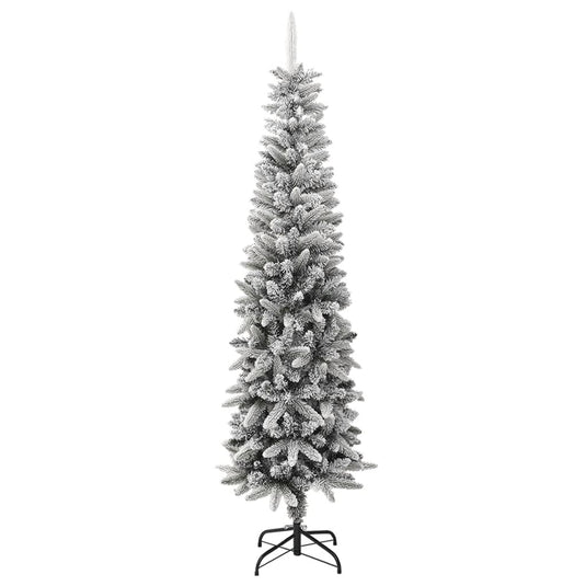 VidaXL Kunstkerstboom met sneeuw smal 240 cm PVC en PE