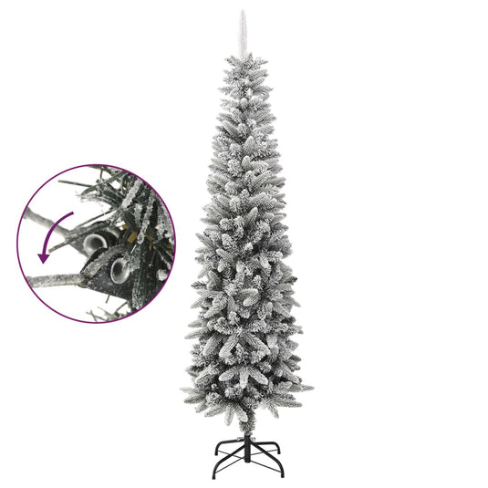 VidaXL Kunstkerstboom met sneeuw smal 240 cm PVC en PE