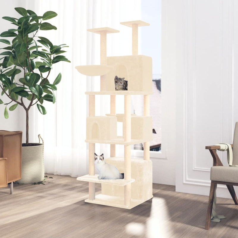 Chargez l'image dans la visionneuse de la galerie, Vidaxl kattenmeubel met sisal krabpalen 180 cm crèmekleurig

