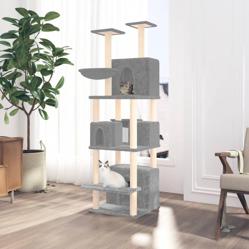 Load image into Gallery viewer, Vidaxl kattenmeubel met sisal krabpalen 180 cm lichtgrijs
