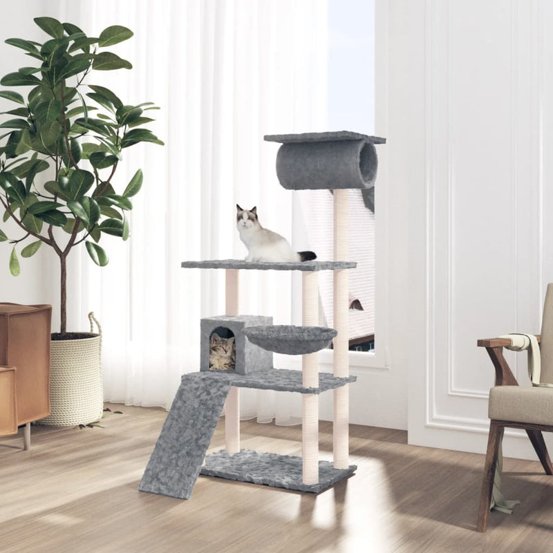 Load image into Gallery viewer, Vidaxl kattenmeubel met sisal krabpalen 131 cm lichtgrijs
