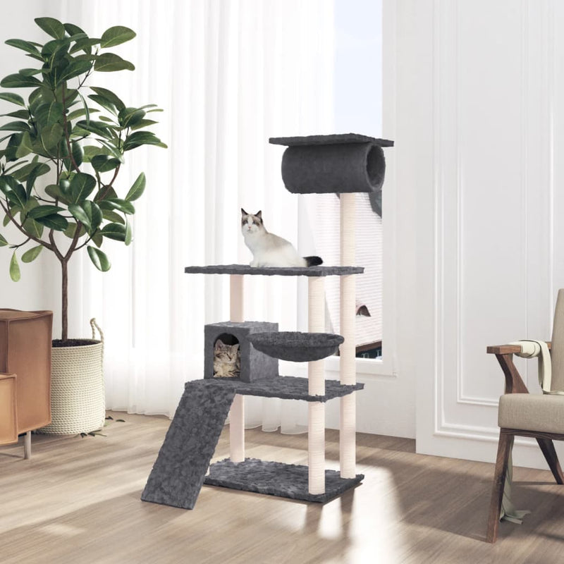 Load image into Gallery viewer, Vidaxl kattenmeubel met sisal krabpalen 131 cm donkergrijs
