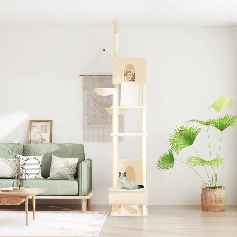 Load image into Gallery viewer, Vidaxl kattenmeubel vloer tot plafond 277-303 cm crèmekleurig
