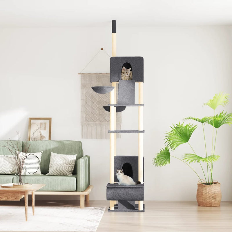 Load image into Gallery viewer, Vidaxl kattenmeubel vloer tot plafond 277-303 cm donkergrijs
