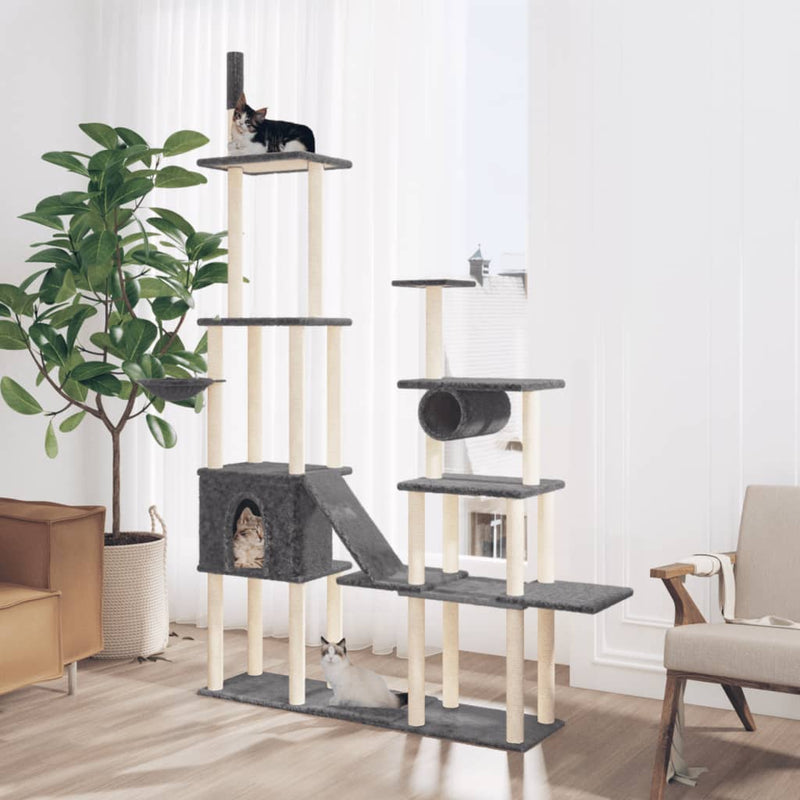 Load image into Gallery viewer, VidaXL Kattenmeubel met sisal krabpalen 279 cm donkergrijs
