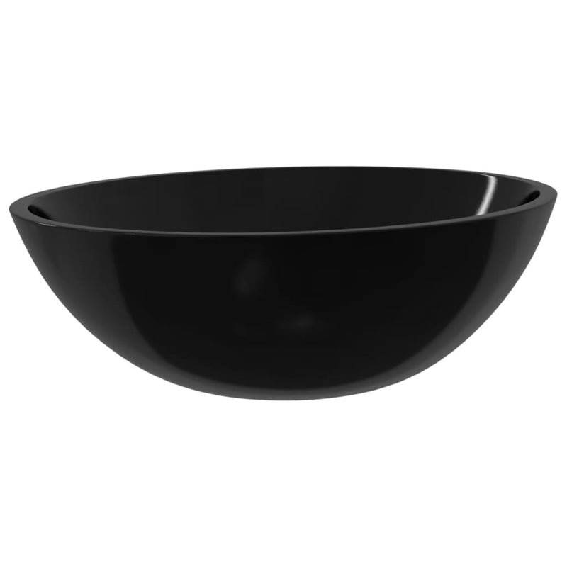 Load image into Gallery viewer, Vidaxl wasbak 50x37x14 cm glas zwart
