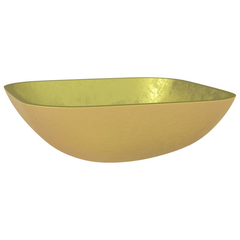 Load image into Gallery viewer, Vidaxl wasbak 42x42x14 cm glas goudkleurig
