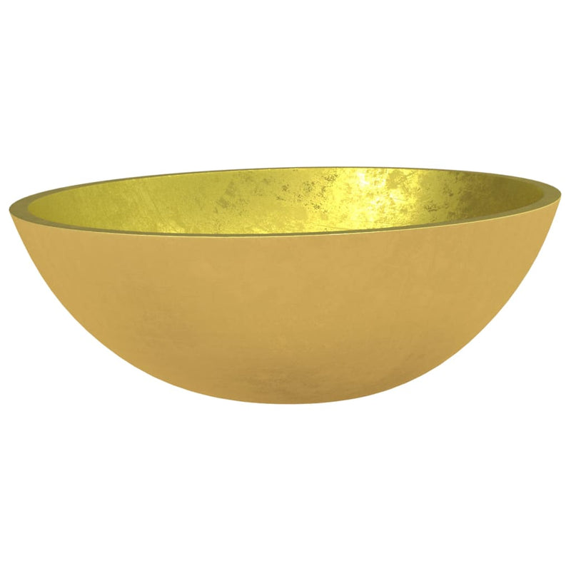 Load image into Gallery viewer, Vidaxl wasbak 50x37x14 cm glas goudkleurig
