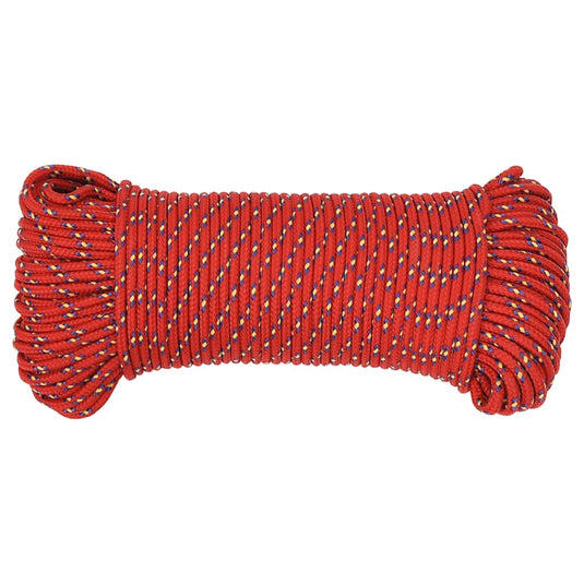 Vidaxl boottouw 4 mm 25 m polypropyleen rood