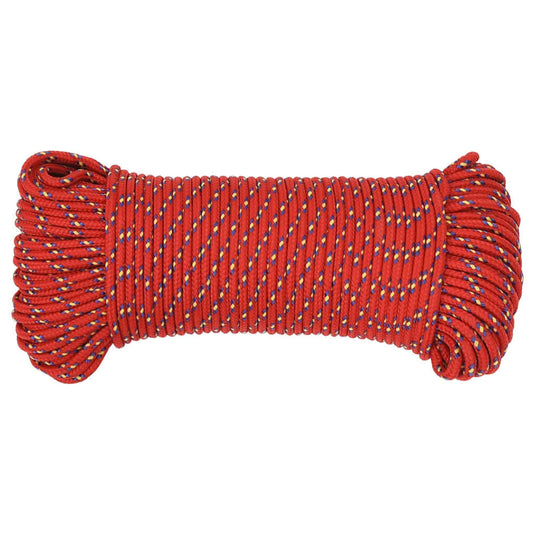 Vidaxl boottouw 5 mm 25 m polypropyleen rood