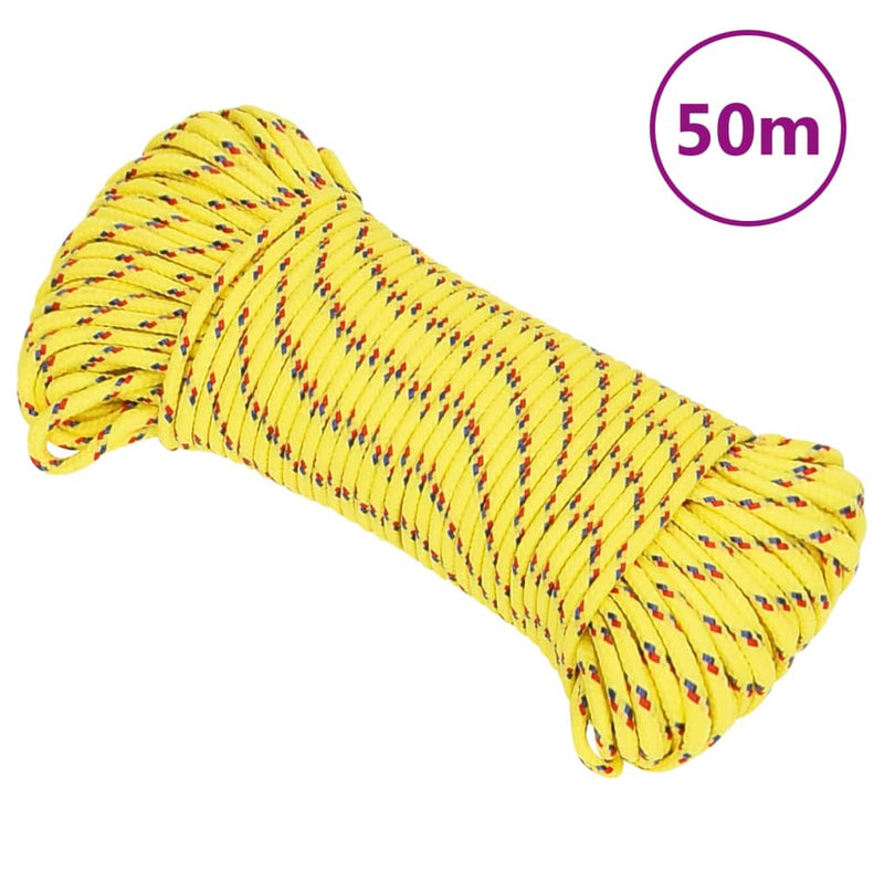 Load image into Gallery viewer, Vidaxl boottouw 5 mm 50 m polypropyleen geel
