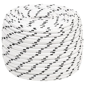 Vidaxl boottouw gevlochten 12 mmx25 m polyester wit