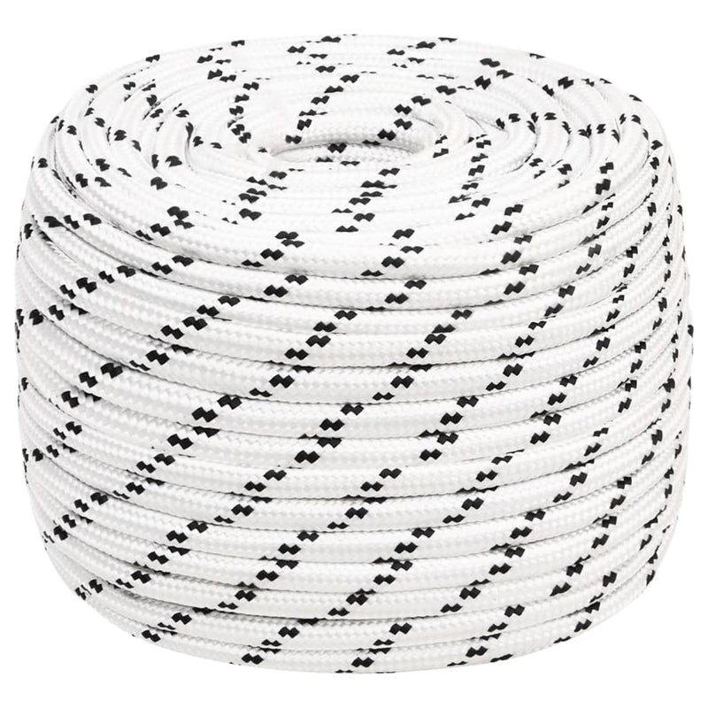 Load image into Gallery viewer, Vidaxl boottouw gevlochten 12 mmx25 m polyester wit
