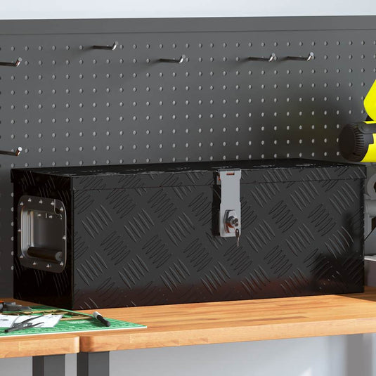 Vidaxl opbergbox 60x23,5x23 cm aluminium zwart