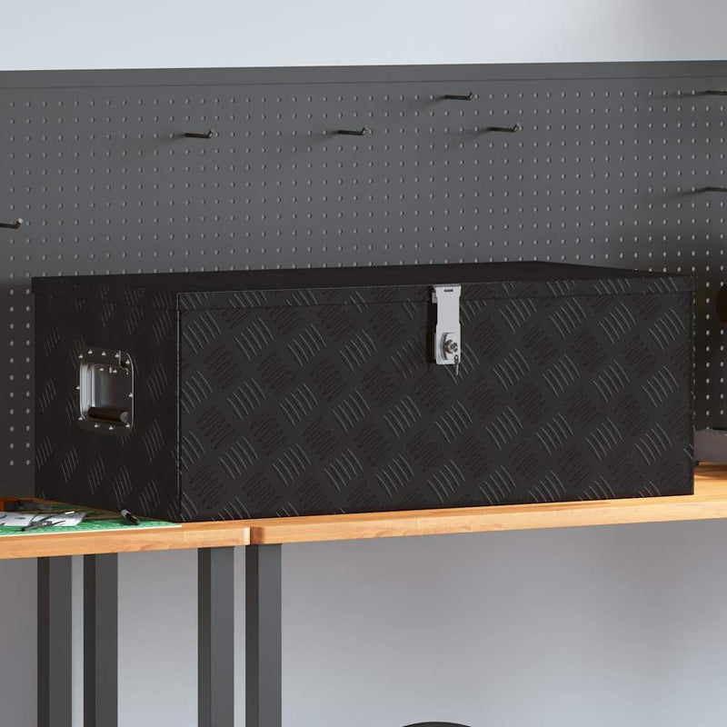 Load image into Gallery viewer, Vidaxl opbergbox 90x47x33,5 cm aluminium zwart
