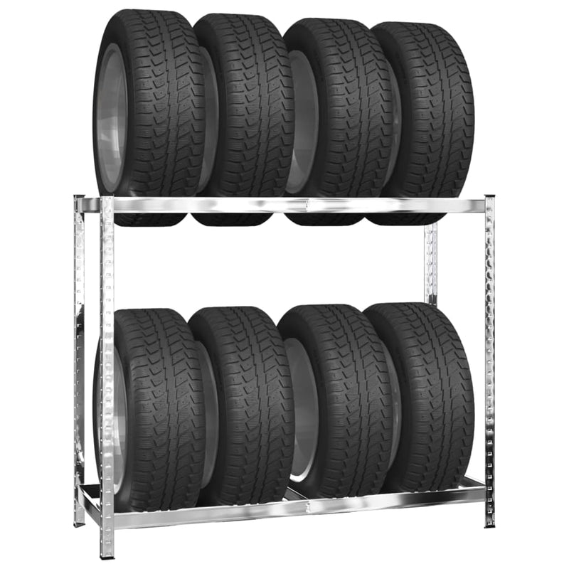 Load image into Gallery viewer, VidaXL Bandenrekken 2-laags 2 st 110x40x110 cm staal zilverkleurig
