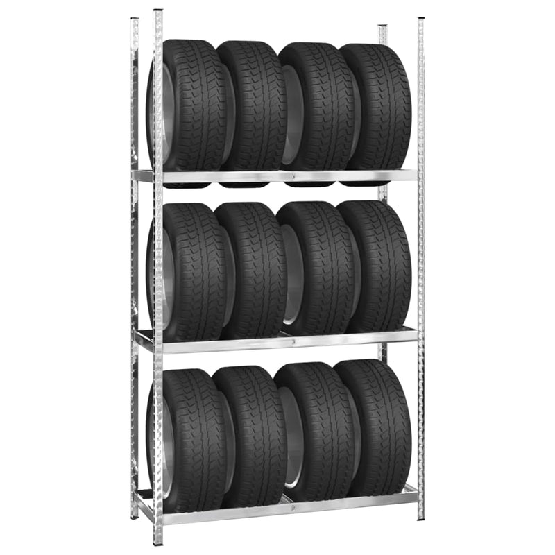 Load image into Gallery viewer, VidaXL Bandenrek 3-laags 110x40x200 cm staal zilverkleurig
