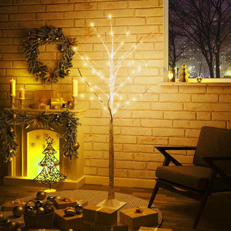 Load image into Gallery viewer, Vidaxl berkenboom led 96 led's warmwit 180 cm wit

