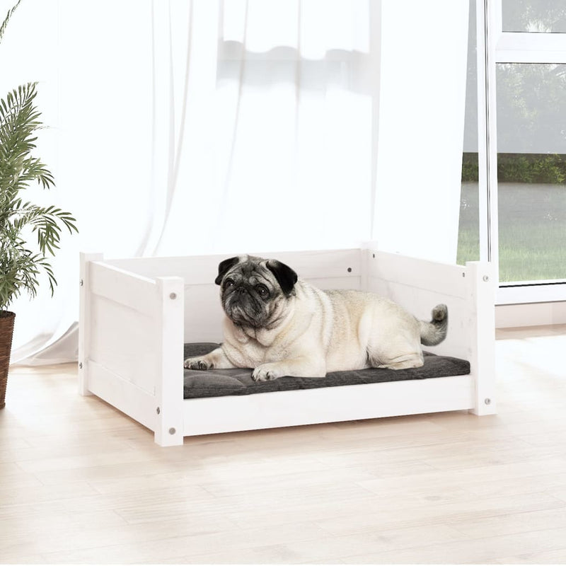 Load image into Gallery viewer, Vidaxl hondenbed wit 65,5x50,5x28 cm massief grenenhout
