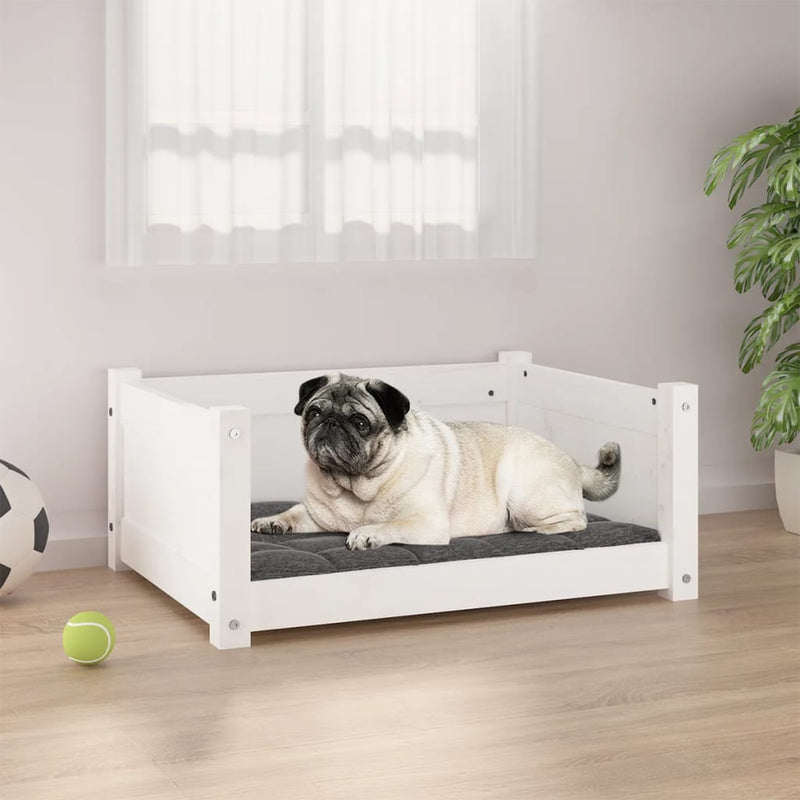 Load image into Gallery viewer, Vidaxl hondenbed wit 65,5x50,5x28 cm massief grenenhout
