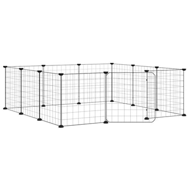 Vidaxl huisdierkooi met 12 panelen en deur, zwart 35x35 cm staal