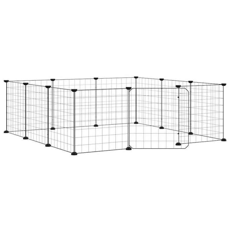 Load image into Gallery viewer, Vidaxl huisdierkooi met 12 panelen en deur, zwart 35x35 cm staal
