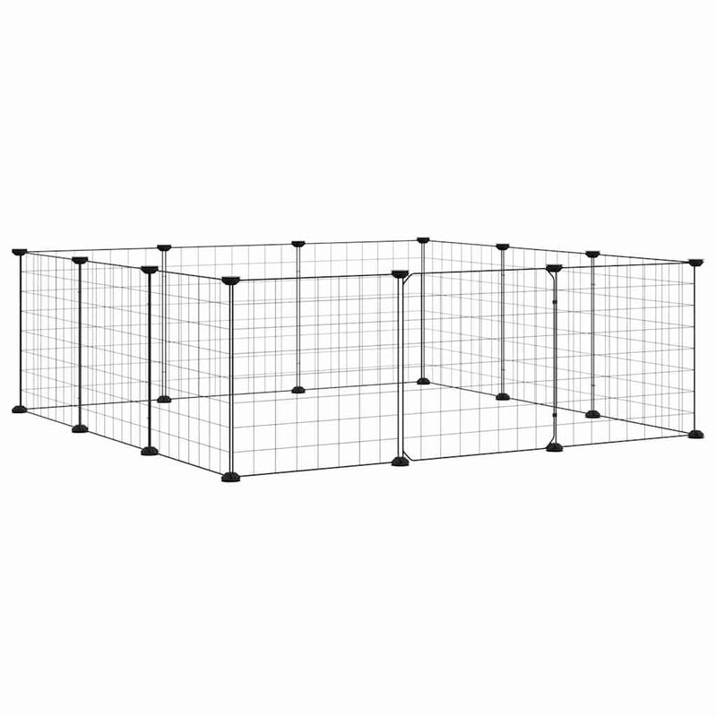 Load image into Gallery viewer, Vidaxl huisdierkooi met 12 panelen en deur, zwart 35x35 cm staal

