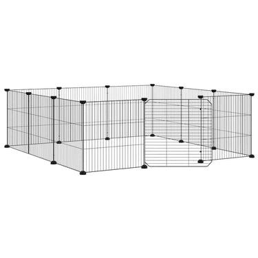 Vidaxl huisdierkooi met 12 panelen en deur, zwart 35x35 cm staal