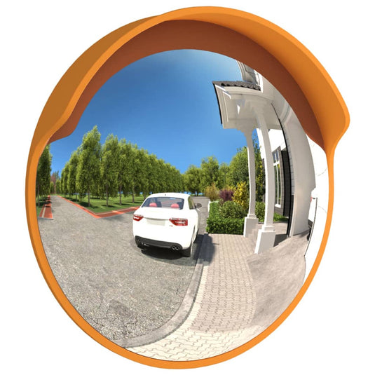 Vidaxl buiten convex verkeersspiegel oranje ø30 cm polycarbonaat