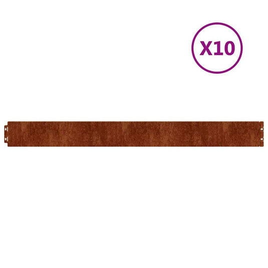 Vidaxl gazonranden 10 stuks 10x103 cm flexibel cortenstaal