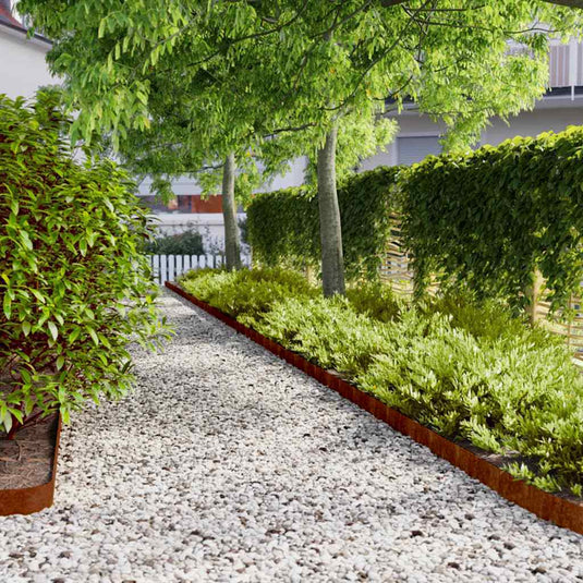 Vidaxl gazonranden 10 stuks 10x103 cm flexibel cortenstaal