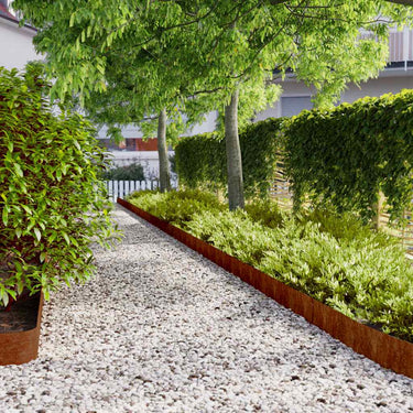 Vidaxl gazonranden 10 stuks 15x103 cm flexibel cortenstaal