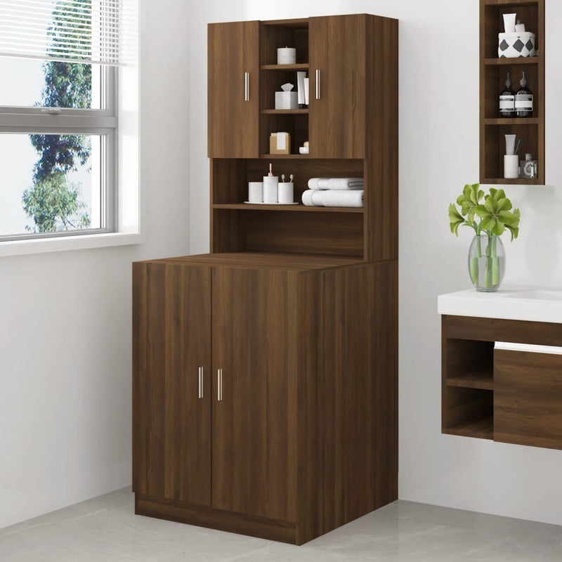 Load image into Gallery viewer, VidaXL Wasmachinekast bewerkt hout bruin eikenkleur
