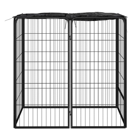 Vidaxl hondenkennel 6 panelen 50 x 100 cm gepoedercoat staal zwart