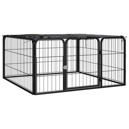 Vidaxl hondenkennel 4 panelen 100x50 cm gepoedercoat staal zwart