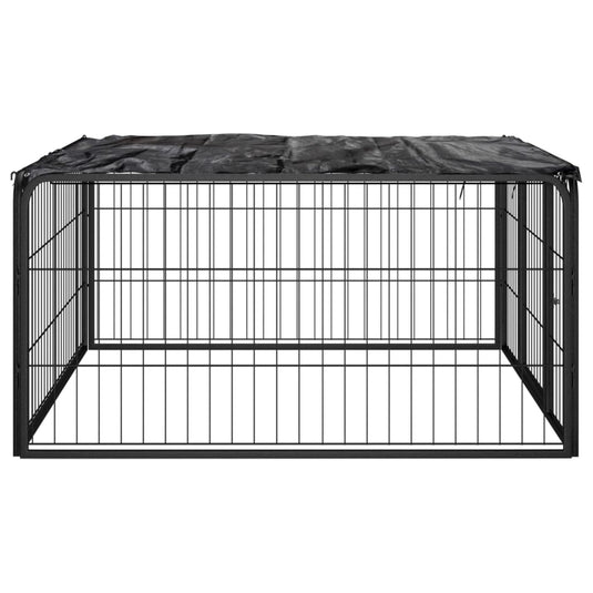 Vidaxl hondenkennel 4 panelen 100x50 cm gepoedercoat staal zwart
