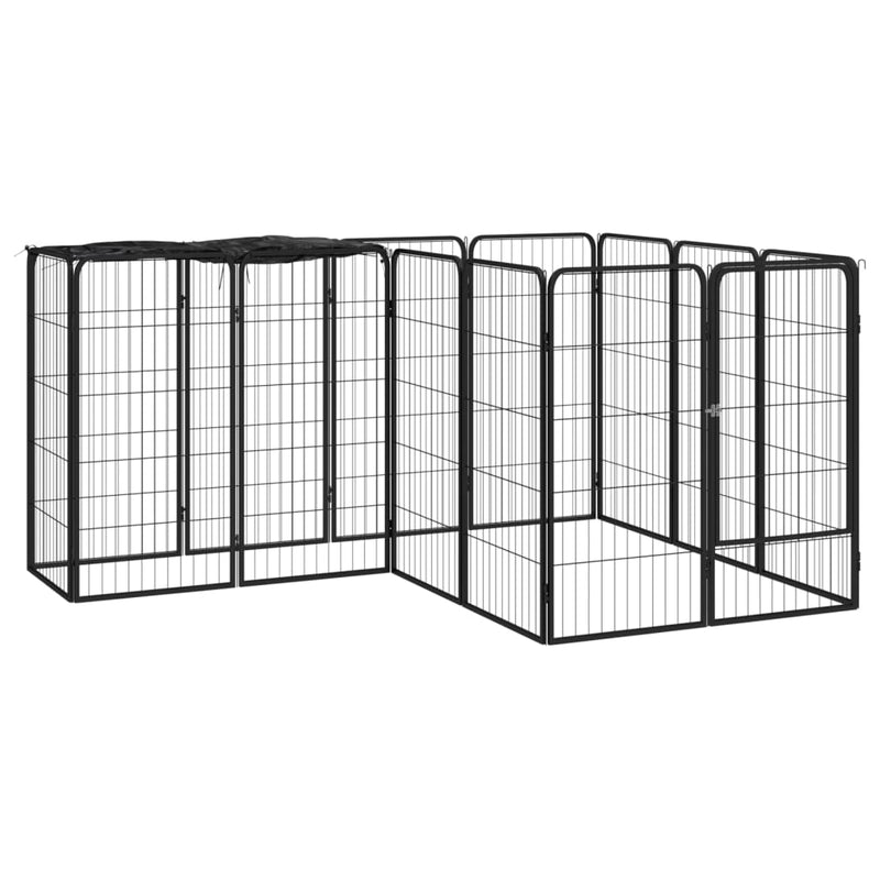 Afbeelding laden in galerijviewer, Vidaxl hondenkennel 14 panelen 50 x 100 cm gepoedercoat staal zwart
