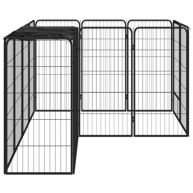 Afbeelding laden in galerijviewer, Vidaxl hondenkennel 14 panelen 50 x 100 cm gepoedercoat staal zwart
